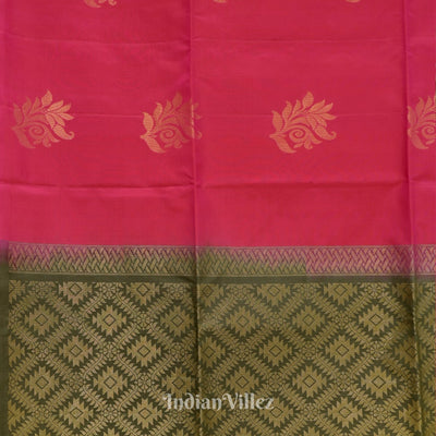 Red With Green Pure Kanjivaram Soft Silk Saree