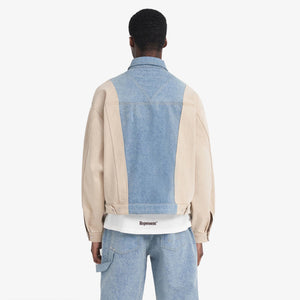 REPRESENT | R4 COLOUR BLOCK DENIM JACKET { BLUE