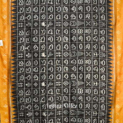 Black Odia Barnamala With Pasapali Border Contemporary Silk Saree