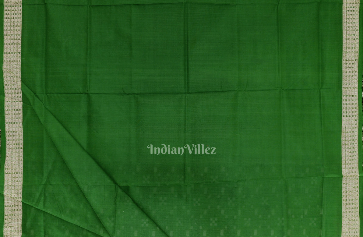 Black Green Odisha Ikat Pasapali Motif Sambalpuri Silk Saree