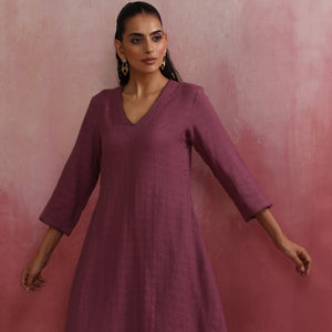 trueBrowns Light Purple Cotton Dobby Flared Kurta Set