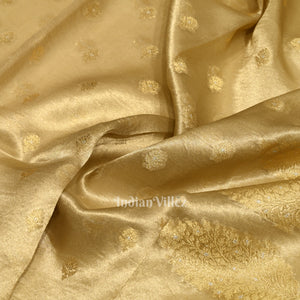 Beige Zari Woven Tissue Banarasi Saree