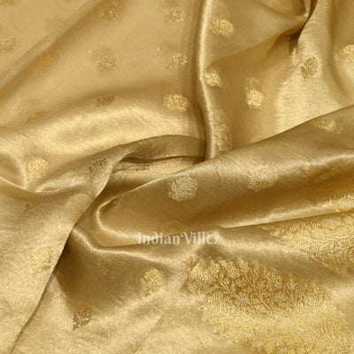 Beige Zari Woven Tissue Banarasi Saree