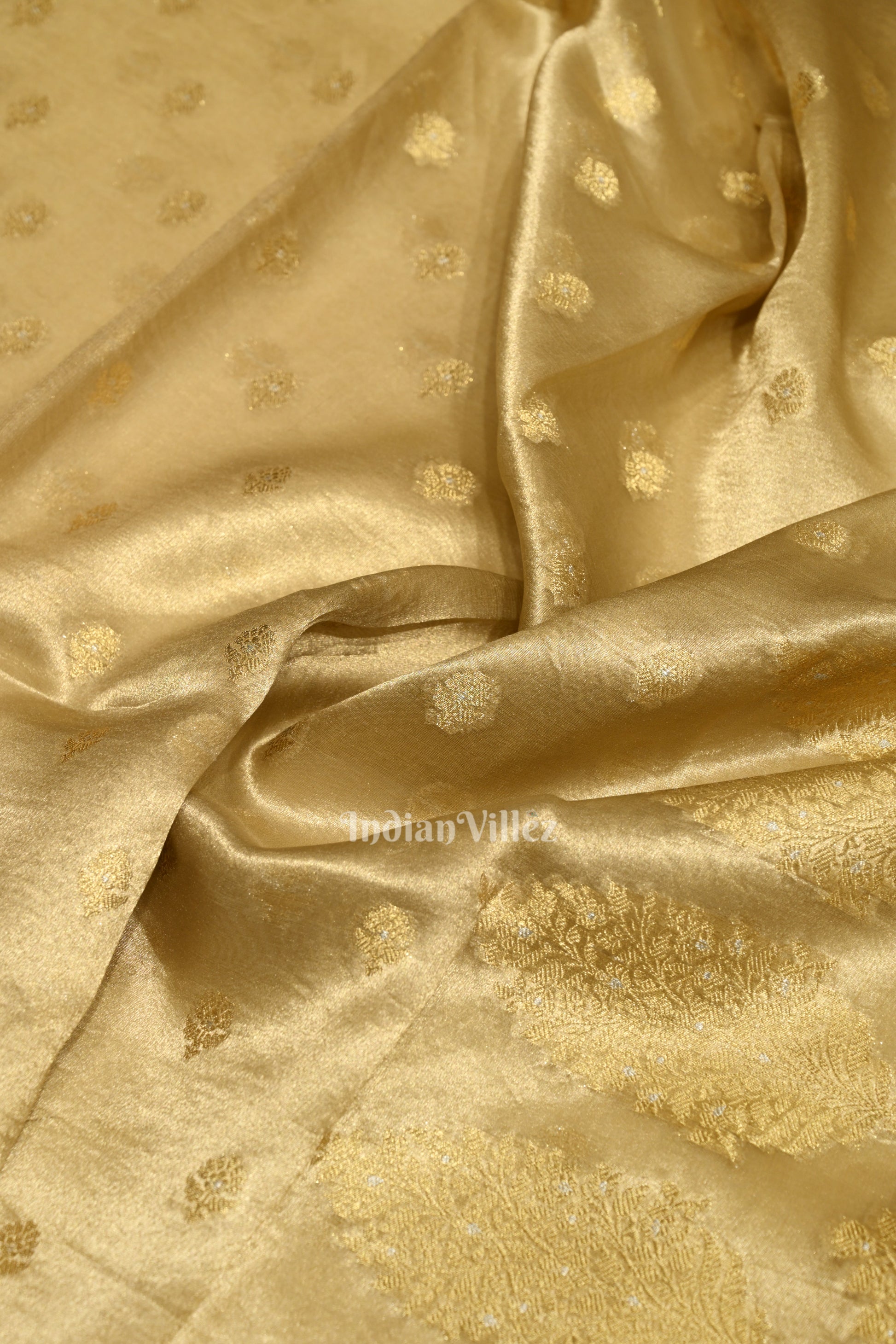 Beige Zari Woven Tissue Banarasi Saree