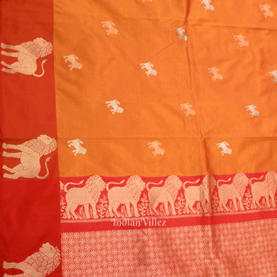 Golden Yellow Designer Pure Banarasi Katan Silk Saree