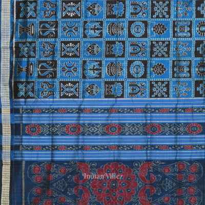 Deep Blue Nabakothi Odisha Ikat Sambalpuri Silk Saree