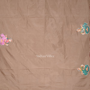 Natural Tussar Kandarpa Ashwa Hand-Painted Pattachitra Saree