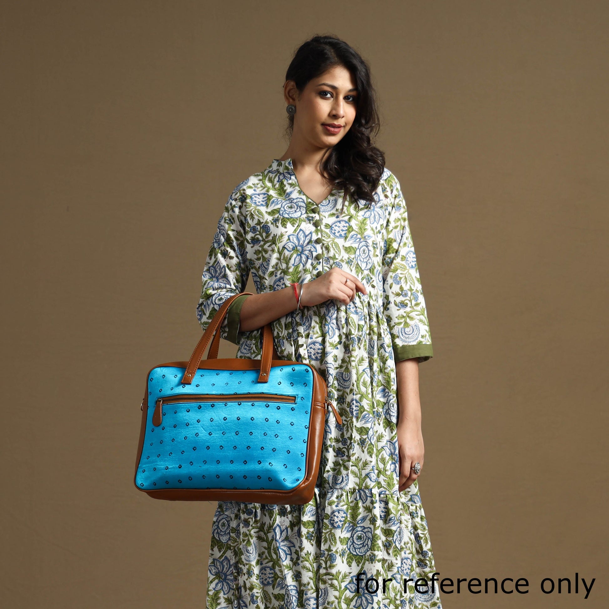 Black - Handcrafted Ajrakh Block Printed Cotton Laptop Bag (15 x 13 in)