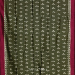 Sage Green with Wine Jhoti Theme Contemporary Designer Silk Saree