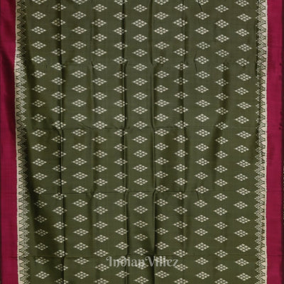 Sage Green with Wine Jhoti Theme Contemporary Designer Silk Saree