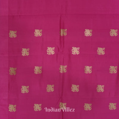 Rani Pink Pure Katan Banarasi Silk Saree With Elephant Motif