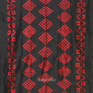Black Red Pasapali Odisha Ikat Contemporary Designer Saree