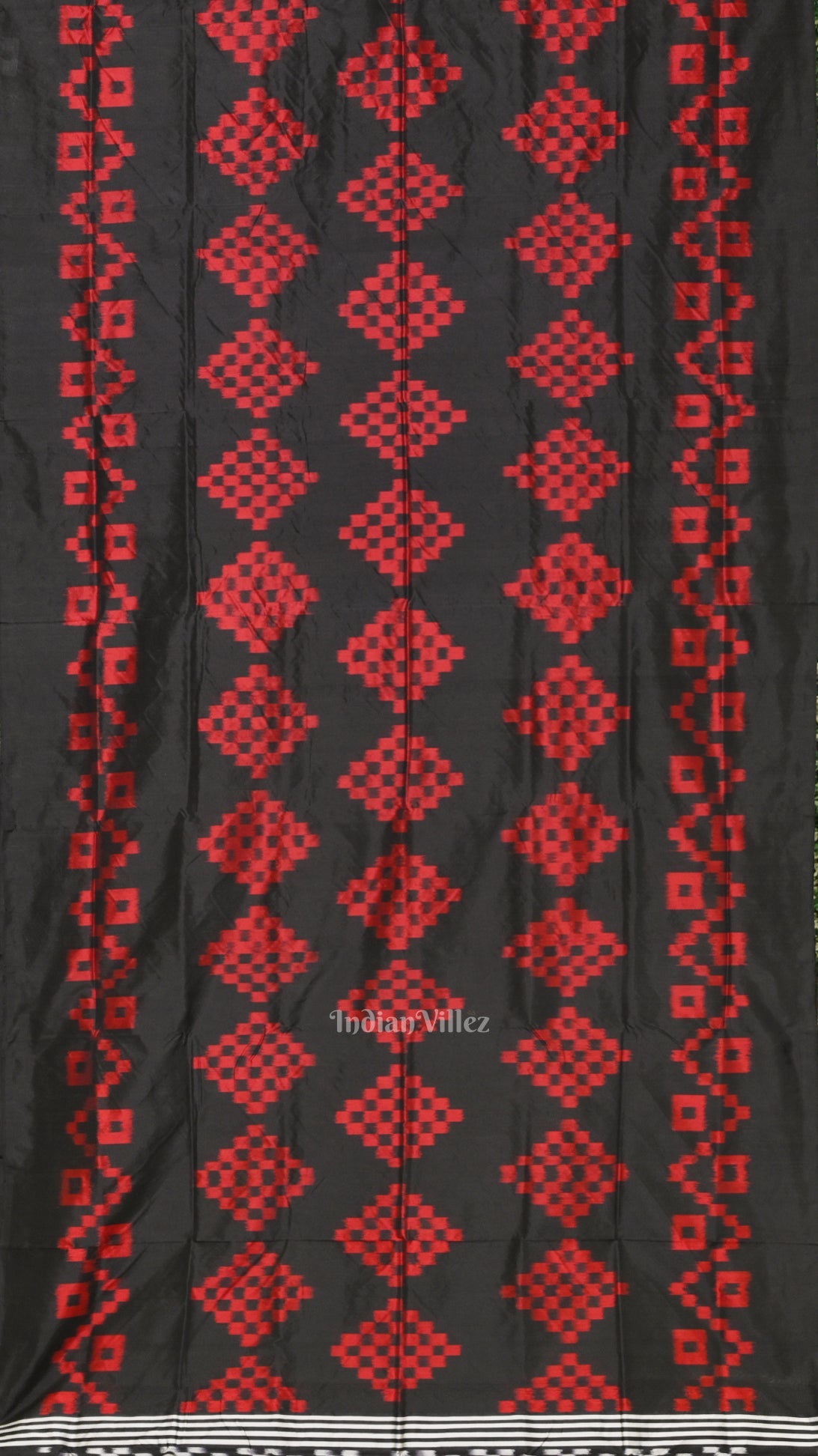 Black Red Pasapali Odisha Ikat Contemporary Designer Saree