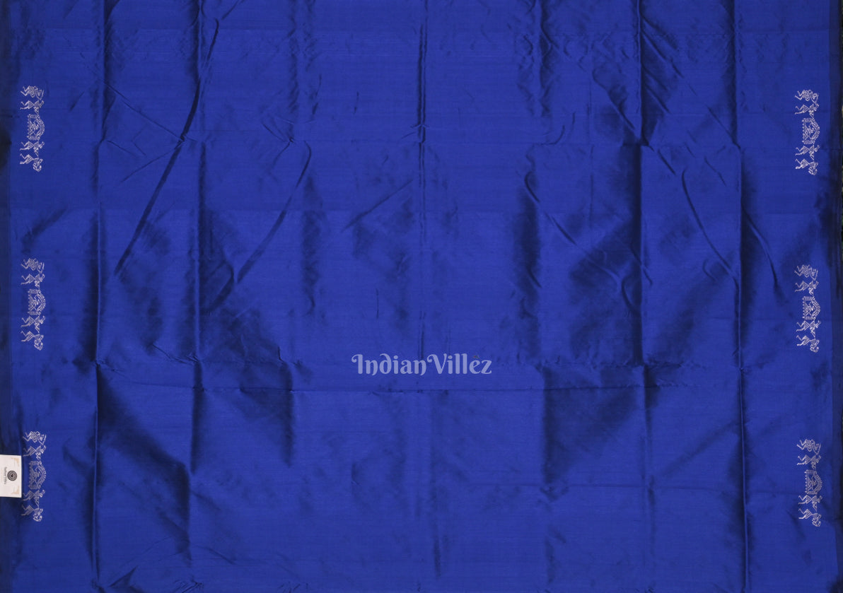 Exclusive Parrot Green Tribal Theme Bomkai Sambalpuri Silk Saree