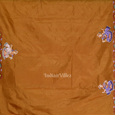 Mustard Yellow Kandarpa Ashwa  Pattachitra Saree