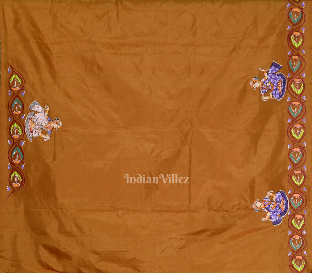 Mustard Yellow Kandarpa Ashwa  Pattachitra Saree