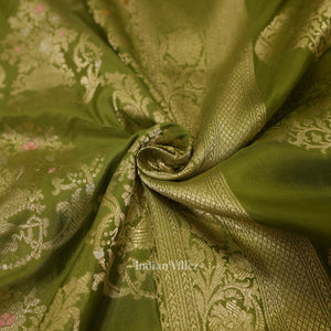 Green Meenakari Banarasi Katan Silk Saree
