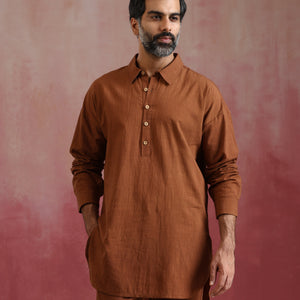 trueBrowns Men's Brown Cotton Co-ord set