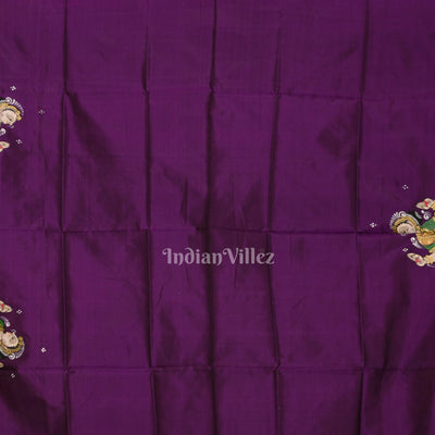 Purple Shree Jagannath Ratha Yatra Hand-Painted Pattachitra Saree (Pre Order)