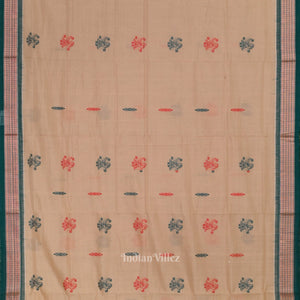 Cream Odisha Handloom Doll Theme Bomkai Cotton Saree
