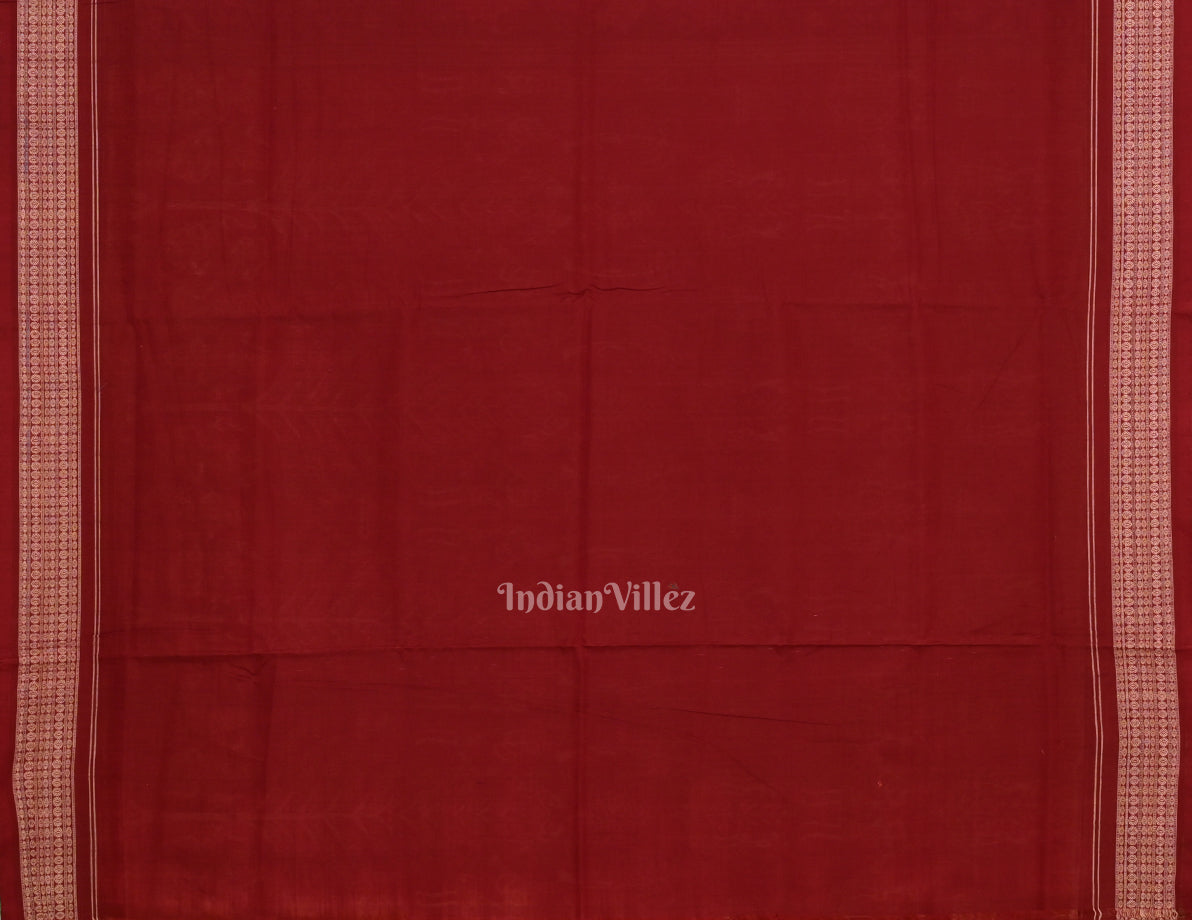 Red Maroon Tribal Theme Odisha Sambalpuri Pure Cotton Saree