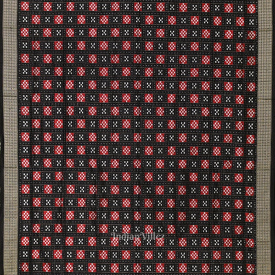 Black Red Body Pasapali Design Sambalpuri Silk Saree