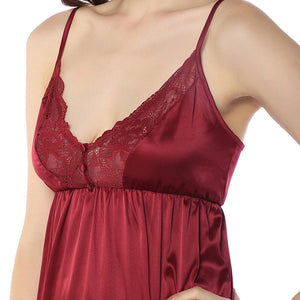 Eternal Bliss Full-length Satin Chemise - Rio Red