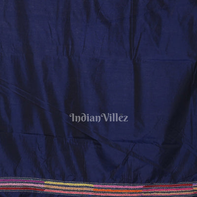 Royal Blue Handwoven Kantha Stitch Silk Saree