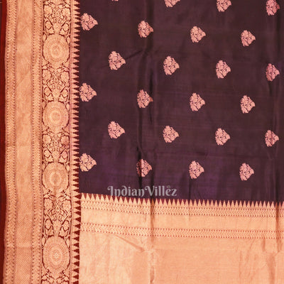 Maroon Designer Pure Banarasi Katan Silk Saree