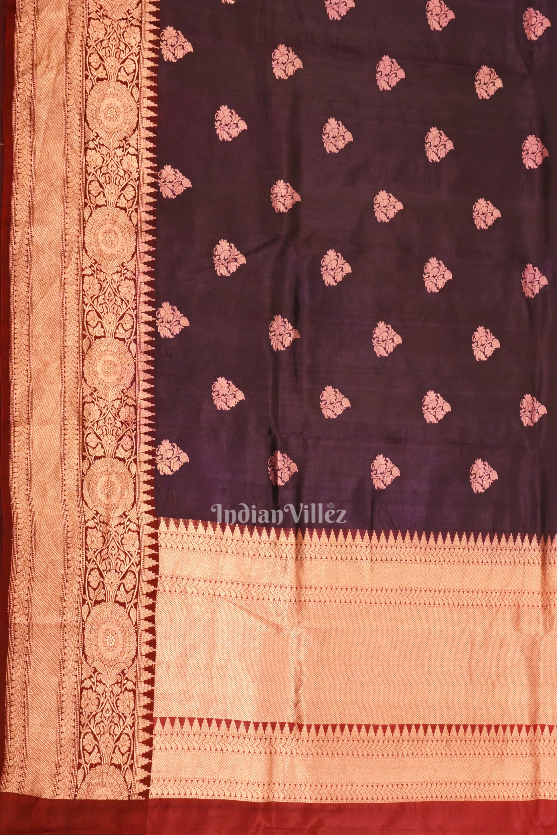 Maroon Designer Pure Banarasi Katan Silk Saree
