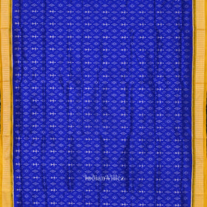 Royal Blue Yellow Tribal Theme Handloom Sambalpuri Silk Saree