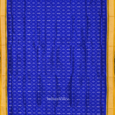 Royal Blue Yellow Tribal Theme Handloom Sambalpuri Silk Saree