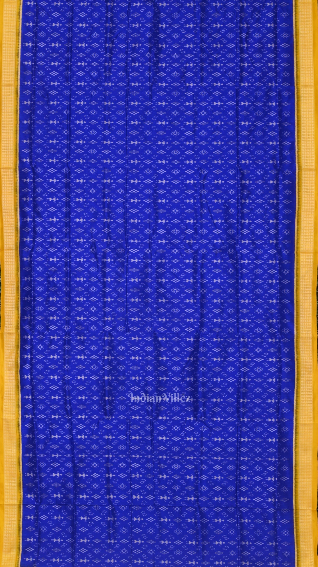 Royal Blue Yellow Tribal Theme Handloom Sambalpuri Silk Saree