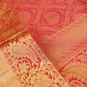 Hot Pink pure Kanjivaram Silk Saree with  Zari Brocade
