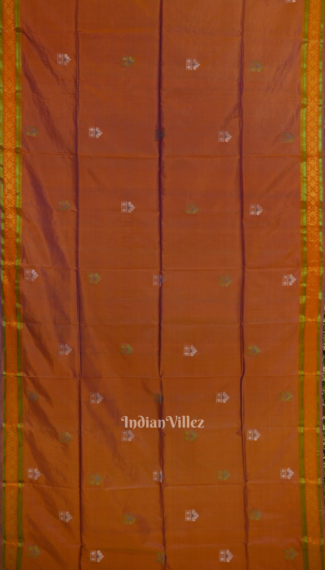 Fire Flame With Blue Pure Bishnupuri Silk Saree