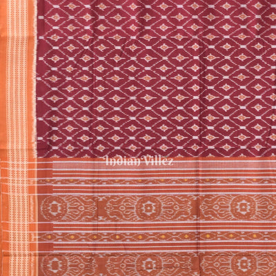Dark Maroon Odisha Ikat Sambalpuri Pure Cotton Saree