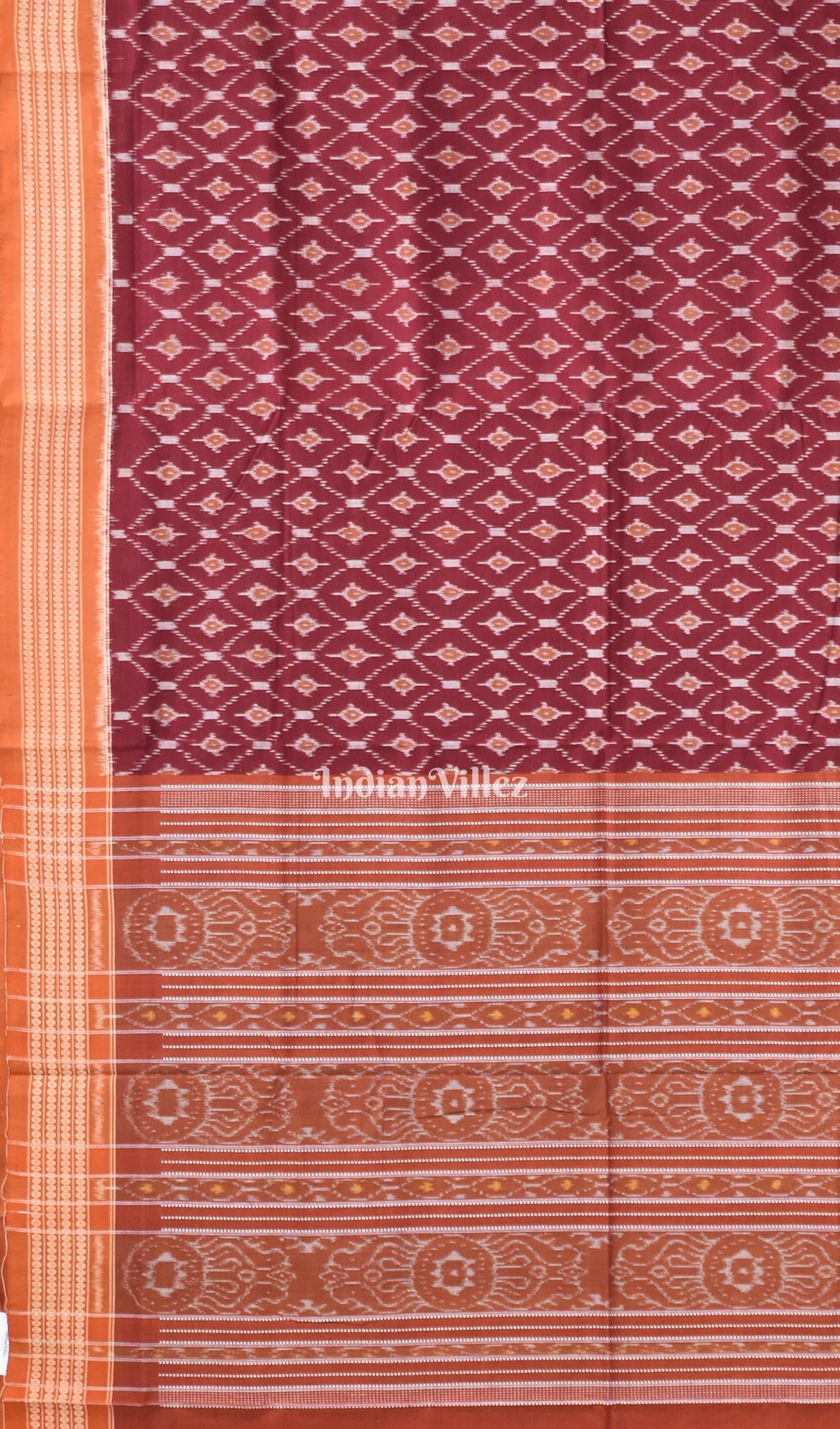 Dark Maroon Odisha Ikat Sambalpuri Pure Cotton Saree