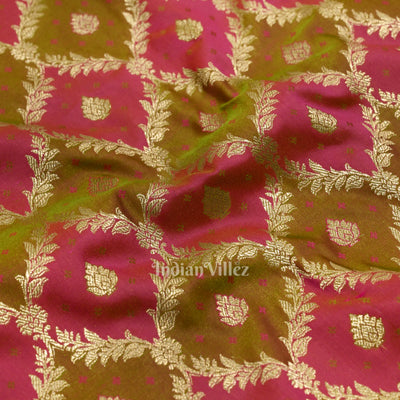 Rani Pink Rangkart Mashru Satin Silk Banarasi Saree