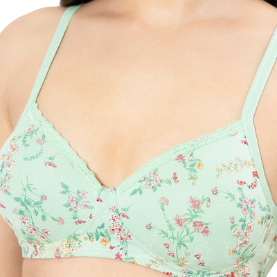 Cotton Casuals Padded Non-Wired Printed T-Shirt Bra - Cotton Ditsy Print