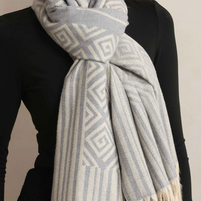 trueBrowns Grey Geometric Woollen Stole