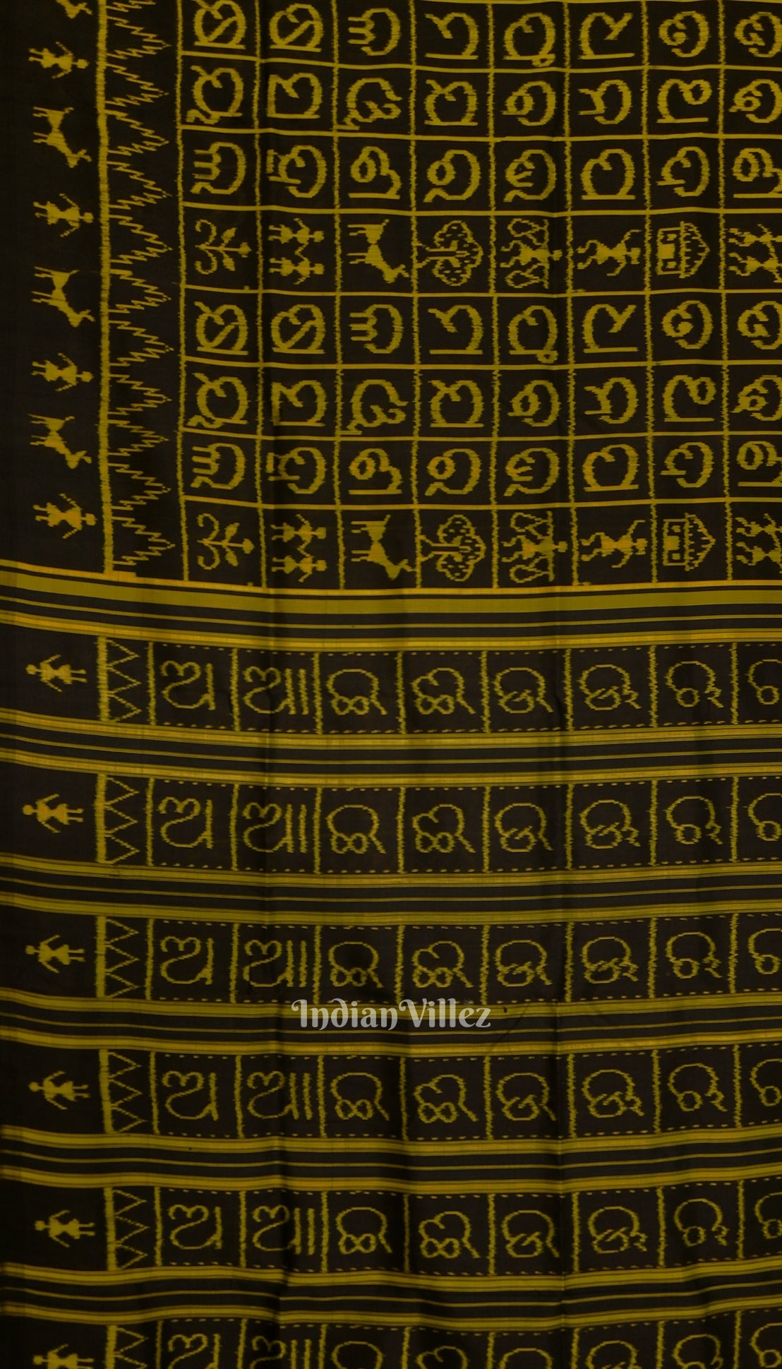 Black  Neon Odia Barnamala Contemporary Silk Saree