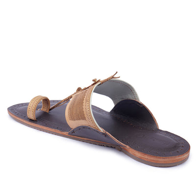 Brown Handstitched Leather Kolhapuri Men Slipper