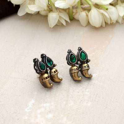 trueBrowns Silver Gold Tone Stud Earrings