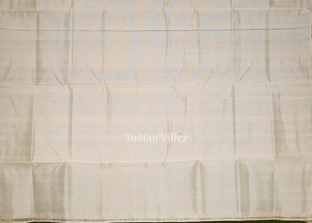 Mehendi Green White Hazar Buti Bomkai Tussar Silk Saree with Sarabandha Anchal