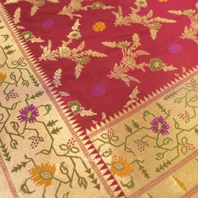 Rani Pink Dual Tone Meenakari Banarasi Katan Silk Saree