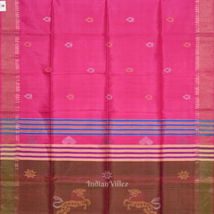 Rani Pink Pure Bishnupuri Silk Saree
