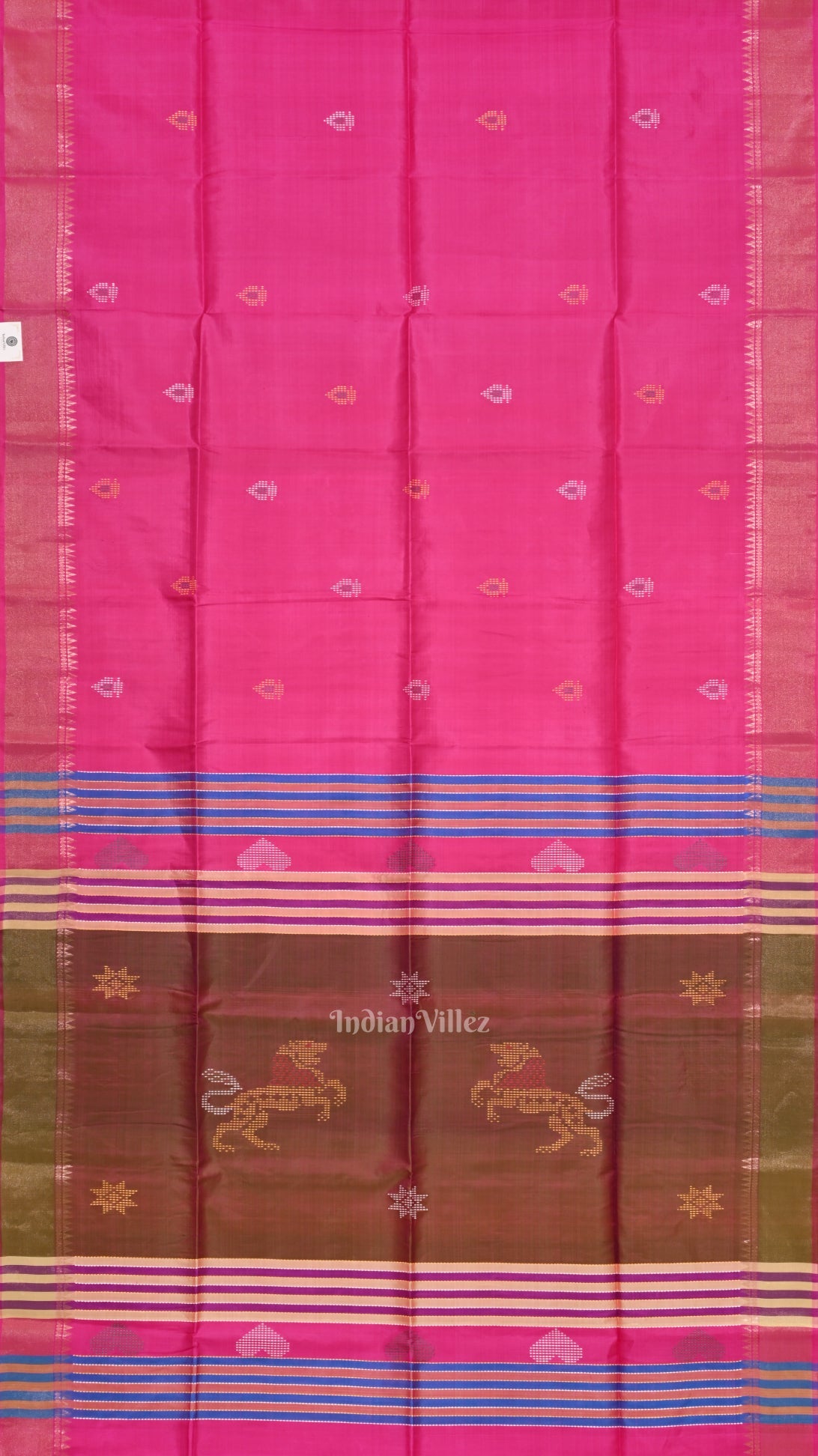 Rani Pink Pure Bishnupuri Silk Saree