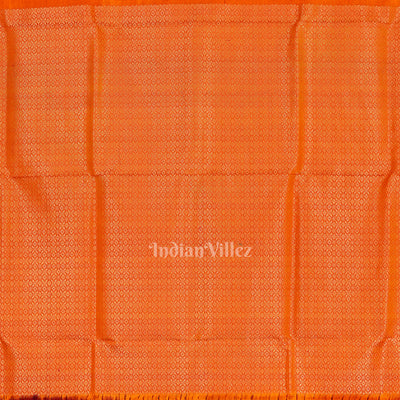 Maroon Orange Pure Kanjivaram Soft Silk Saree