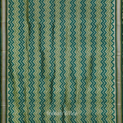 Green with Multicolor Contemporary Silk Saree with Jala Anchal