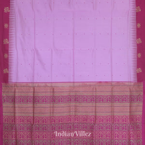 Pink Red Single Butta Contemporary Bomkai Silk Saree